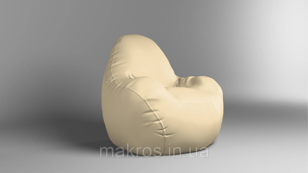Крісло - мішок SkyPuff Relax 100 см Екошкіра Zeus Delux Cream, фото 1