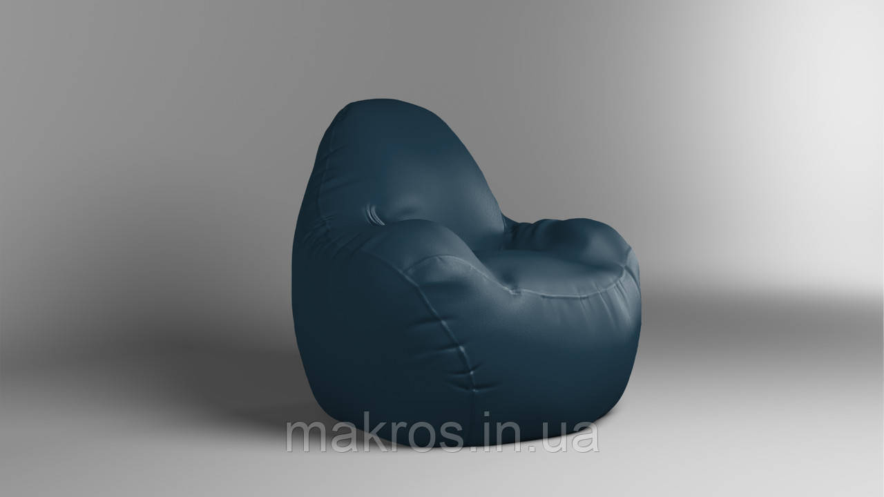 Крісло - мішок SkyPuff Relax 100 см Екошкіра Zeus Delux Midnight Blue, фото 1