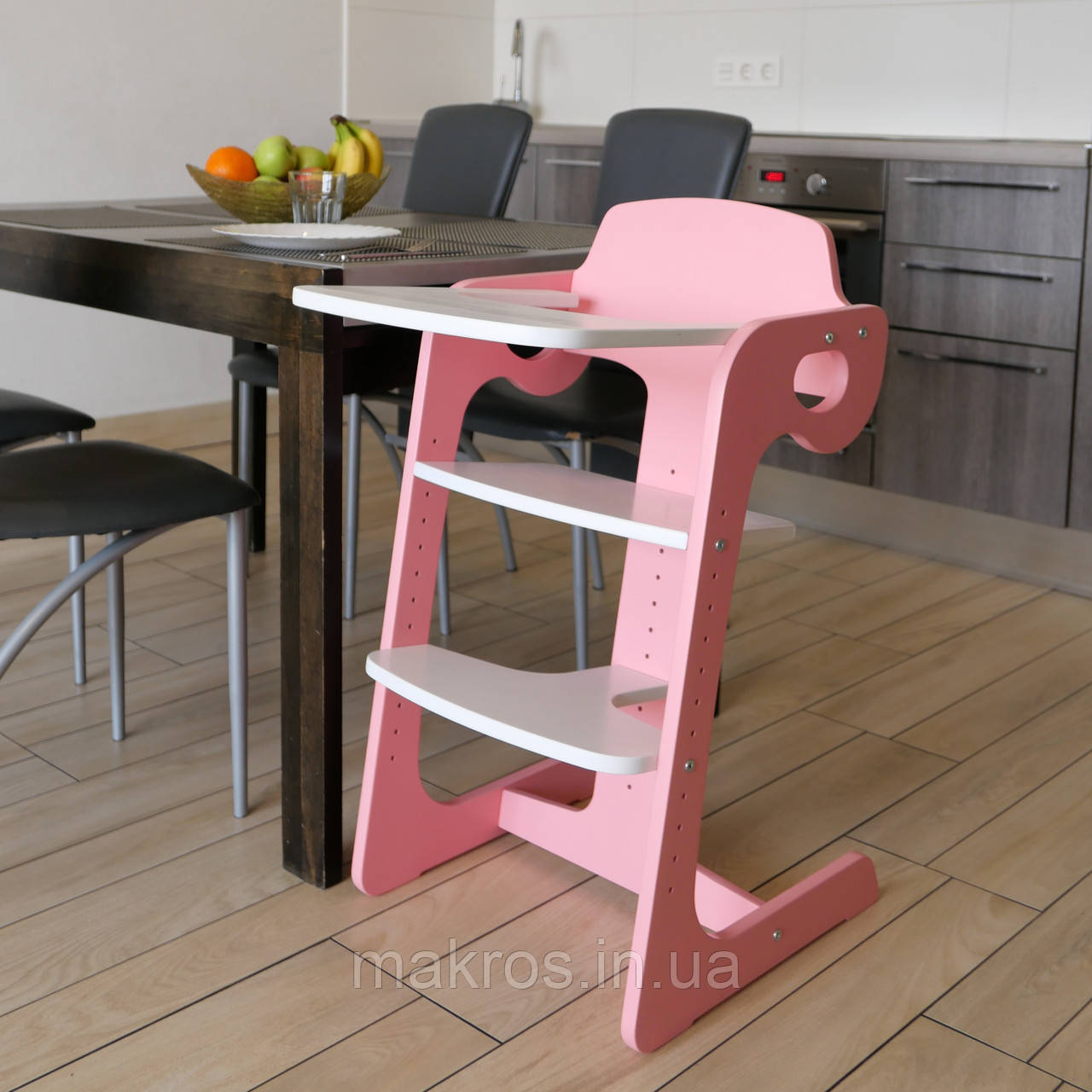 Зростаючий стілець для годування ChildWood - Comfort Рожевий+Білий без м'якої частини, фото 1