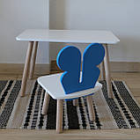 Комплект стіл та стул дитячий ChildWood - Set  Стіл білий прямокутний + стілець білий блакийний Метелик, фото 2