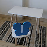 Комплект стіл та стул дитячий ChildWood - Set  Стіл білий прямокутний + стілець білий блакийний Метелик, фото 3