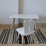 Комплект стіл та стул дитячий ChildWood - Set Стіл білий прямокутний + стілець білий Зайчик (Фанера), фото 2