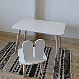 Комплект стіл та стул дитячий ChildWood - Set Стіл білий прямокутний + стілець білий Зайчик (Фанера), фото 3