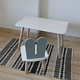 Комплект стіл та стул дитячий ChildWood - Set  Стіл білий прямокутний + стілець білий сірий Зайчик  (Фанера), фото 3