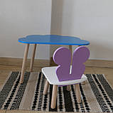 Комплект стіл та стул дитячий ChildWood - Set Стіл блакитний хмаринка + стілець білий бузковий Метелик, фото 2