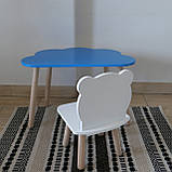 Комплект стіл та стул дитячий ChildWood - Set  Стіл блакитний хмаринка + стілець білий Ведмедик (Фанера), фото 2