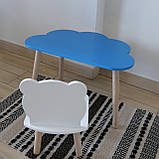 Комплект стіл та стул дитячий ChildWood - Set  Стіл блакитний хмаринка + стілець білий Ведмедик (Фанера), фото 3