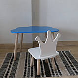 Комплект стіл та стул дитячий ChildWood - Set Стіл блакитний хмаринка + стілець білий Корона (Фанера), фото 2