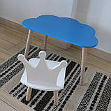 Комплект стіл та стул дитячий ChildWood - Set Стіл блакитний хмаринка + стілець білий Корона (Фанера), фото 3