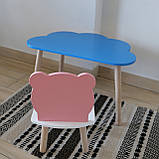 Комплект стіл та стул дитячий ChildWood - Set  Стіл блакитний хмаринка + стілець білий рожевий Ведмедик, фото 3