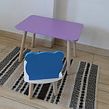 Комплект стіл та стул дитячий ChildWood - Set  Стіл бузковий прямокутний + стілець білий блакитний Ведмедик, фото 3