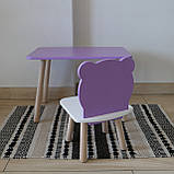 Комплект стіл та стул дитячий ChildWood - Set  Стіл бузковий прямокутний + стілець білий бузковий Ведмедик, фото 2