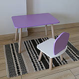 Комплект стіл та стул дитячий ChildWood - Set Стіл бузковий прямокутний + стілець білий бузковий Мушля, фото 2