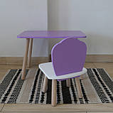 Комплект стіл та стул дитячий ChildWood - Set Стіл бузковий прямокутний + стілець білий бузковий Мушля, фото 4