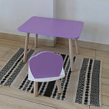 Комплект стіл та стул дитячий ChildWood - Set Стіл бузковий прямокутний + стілець білий бузковий Мушля, фото 5