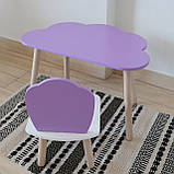 Комплект стіл та стул дитячий ChildWood - Set  Стіл бузковий хмаринка + стілець білий бузковий Мушля (Фанера), фото 3