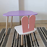 Комплект стіл та стул дитячий ChildWood - Set Стіл бузковий хмаринка + стілець білий рожевий Зайчик (Фанера), фото 2