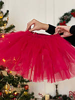 Малинова пишна спідниця з фатину шестишарова для дівчаток р.86-146