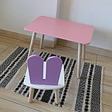 Комплект стіл та стул дитячий ChildWood - Set Стіл рожевий прямокутний + стілець білий бузковий Зайчик, фото 3