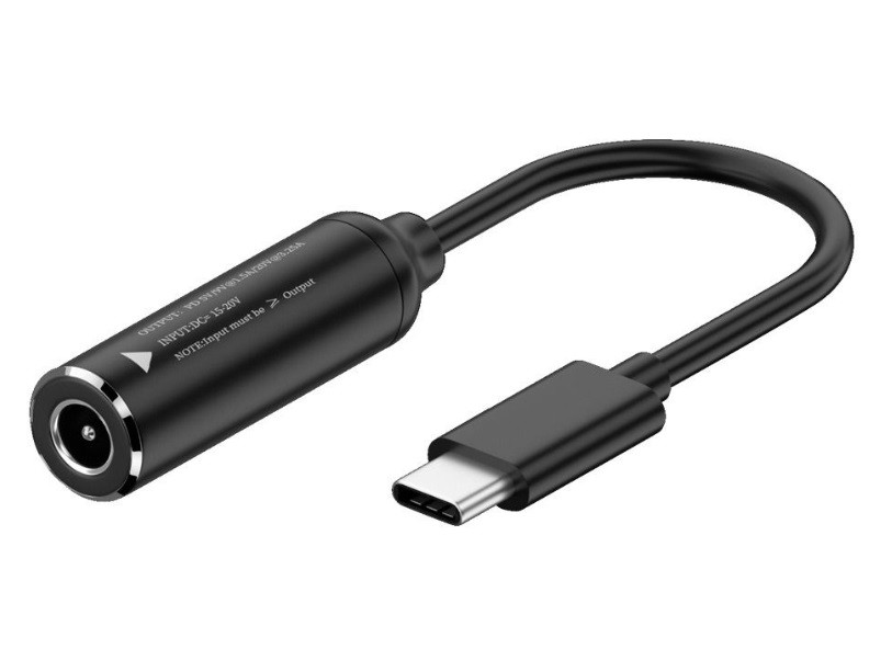 DC 5.5×2.5 на Type-C 140W перехідник перетворювач живлення для заряджання ноутбука від повербанка блока живлення