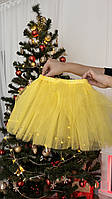 Пишна спідниця для дітей із фатину в 6 шарів жовтого кольору для дівчаток р.86-146