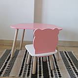 Комплект стіл та стул дитячий ChildWood - Set Стіл рожевий хмаринка + стілець білий рожевий Ведмедик (Фанера), фото 2