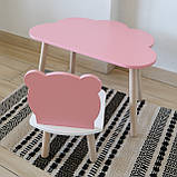 Комплект стіл та стул дитячий ChildWood - Set Стіл рожевий хмаринка + стілець білий рожевий Ведмедик (Фанера), фото 3