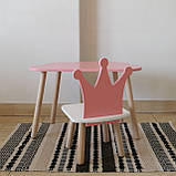 Комплект стіл та стул дитячий ChildWood - Set Стіл рожевий хмаринка + стілець білий рожевий Корона (Фанера), фото 2