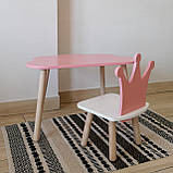 Комплект стіл та стул дитячий ChildWood - Set Стіл рожевий хмаринка + стілець білий рожевий Корона (Фанера), фото 4