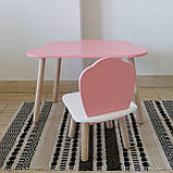 Комплект стіл та стул дитячий ChildWood - Set Стіл рожевий хмаринка + стілець білий рожевий Мушля (Фанера), фото 2