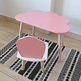 Комплект стіл та стул дитячий ChildWood - Set Стіл рожевий хмаринка + стілець білий рожевий Мушля (Фанера), фото 3