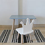 Комплект стіл та стул дитячий ChildWood - Set Стіл сірий прямокутний + стілець білий Корона (Фанера), фото 2