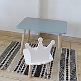Комплект стіл та стул дитячий ChildWood - Set Стіл сірий прямокутний + стілець білий Корона (Фанера), фото 3