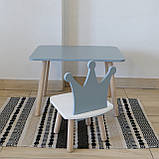 Комплект стіл та стул дитячий ChildWood - Set Стіл сірий прямокутний + стілець білий сірий Корона (Фанера), фото 2