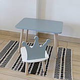 Комплект стіл та стул дитячий ChildWood - Set Стіл сірий прямокутний + стілець білий сірий Корона (Фанера), фото 3