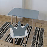 Комплект стіл та стул дитячий ChildWood - Set Стіл сірий прямокутний + стілець білий сірий Корона (Фанера), фото 4