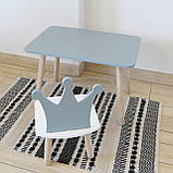Комплект стіл та стул дитячий ChildWood - Set Стіл сірий прямокутний + стілець білий сірий Корона (Фанера), фото 5
