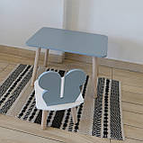 Комплект стіл та стул дитячий ChildWood - Set  Стіл сірий прямокутний + стілець білий сірий Метелик  (Фанера), фото 3