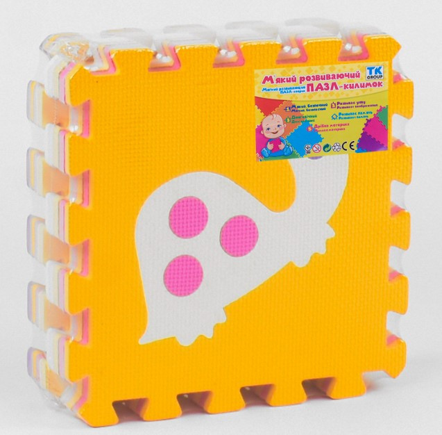 Килимок для розвитку пазл Тварини на 10 елементів масажний, товщина 1 см, фото 1