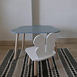 Комплект стіл та стул дитячий ChildWood - Set Стіл сірий хмаринка + стілець білий Метелик (Фанера), фото 2