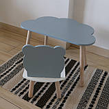 Комплект стіл та стул дитячий ChildWood - Set  Стіл сірий хмаринка + стілець білий сірий Ведмедик (Фанера), фото 3