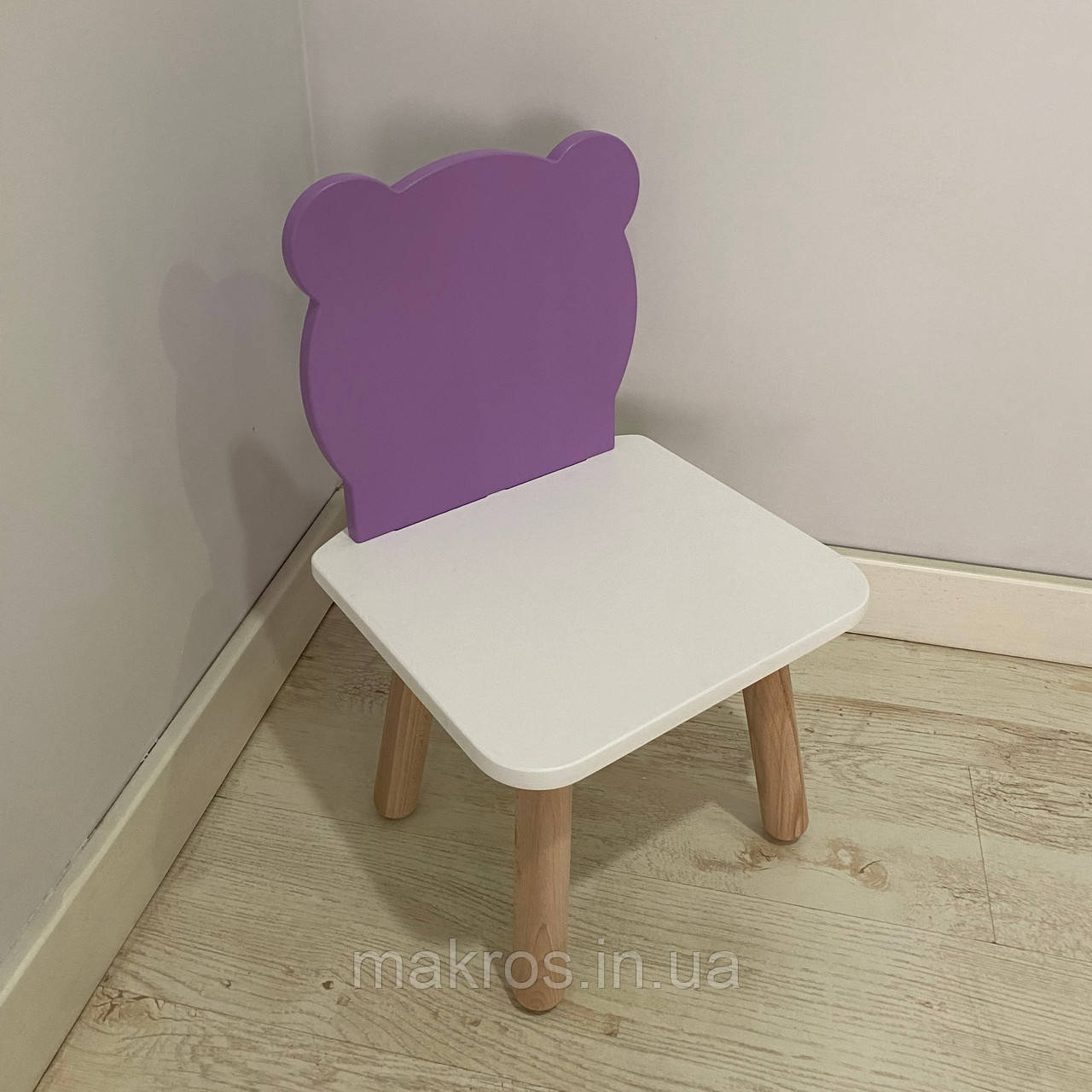 Стульчик дитячий ChildWood ведмедик бузковий+білий Kids Dream (Фанера), фото 1