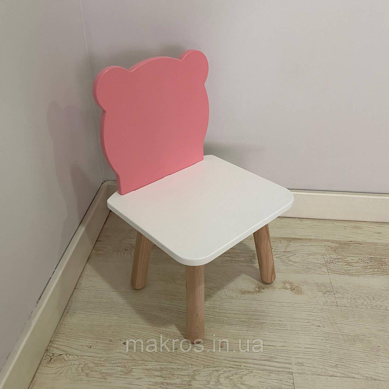 Стульчик дитячий ChildWood ведмедик рожевий+білий Kids Dream (Фанера), фото 1