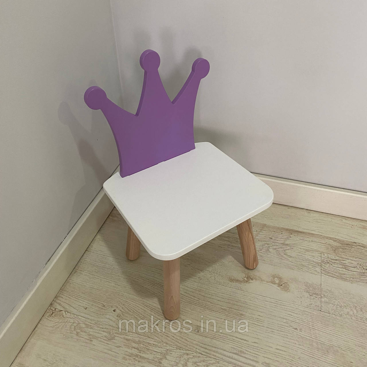 Стульчик дитячий ChildWood корона бузковий+білий Kids Dream (Фанера), фото 1
