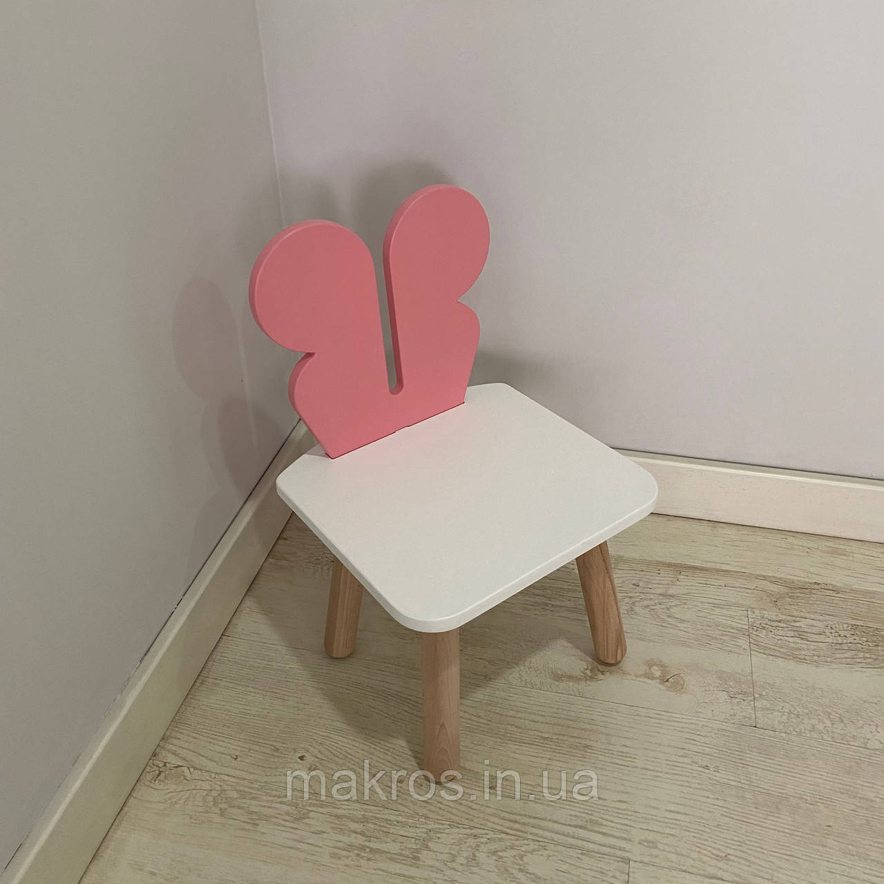 Стульчик дитячий ChildWood метелик рожевий+білий Kids Dream (Фанера), фото 1