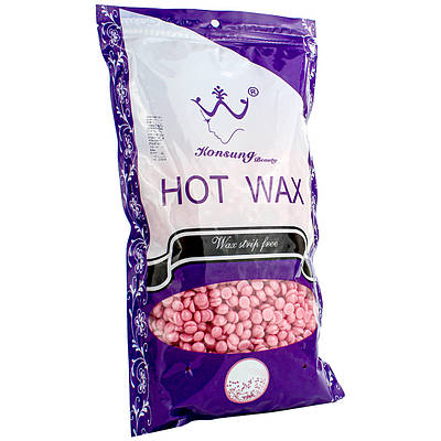 Віск для депіляції в гранулах 1000г Konsung Hard Wax Beans Pink