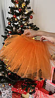 Спідниця-пачка для дівчинки пишна з багатошарового фатину помаранчевого кольору в шість шарів р.86-146