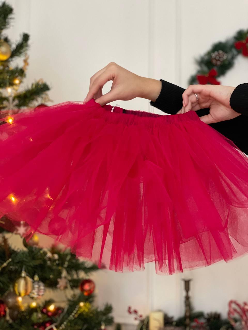 Малинова пишна спідниця для дівчинки на гумці багатошарова з шести шарів фатину р.86-146