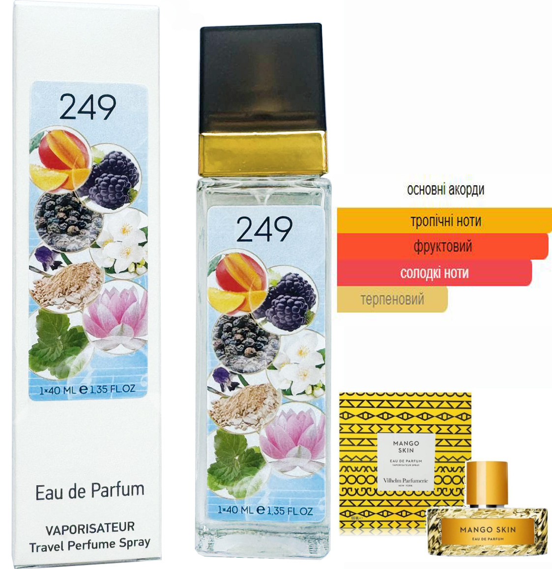 Жіночій парфум №249 за мотивами Vilhelm Parfumerie Mango Skin (Вільгельм Парфюмері Манго Скін) 40 мл. ОПТ