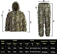 Маскувальний костюм розмір XL/XXL таблиця розмірів на фото, фото 5